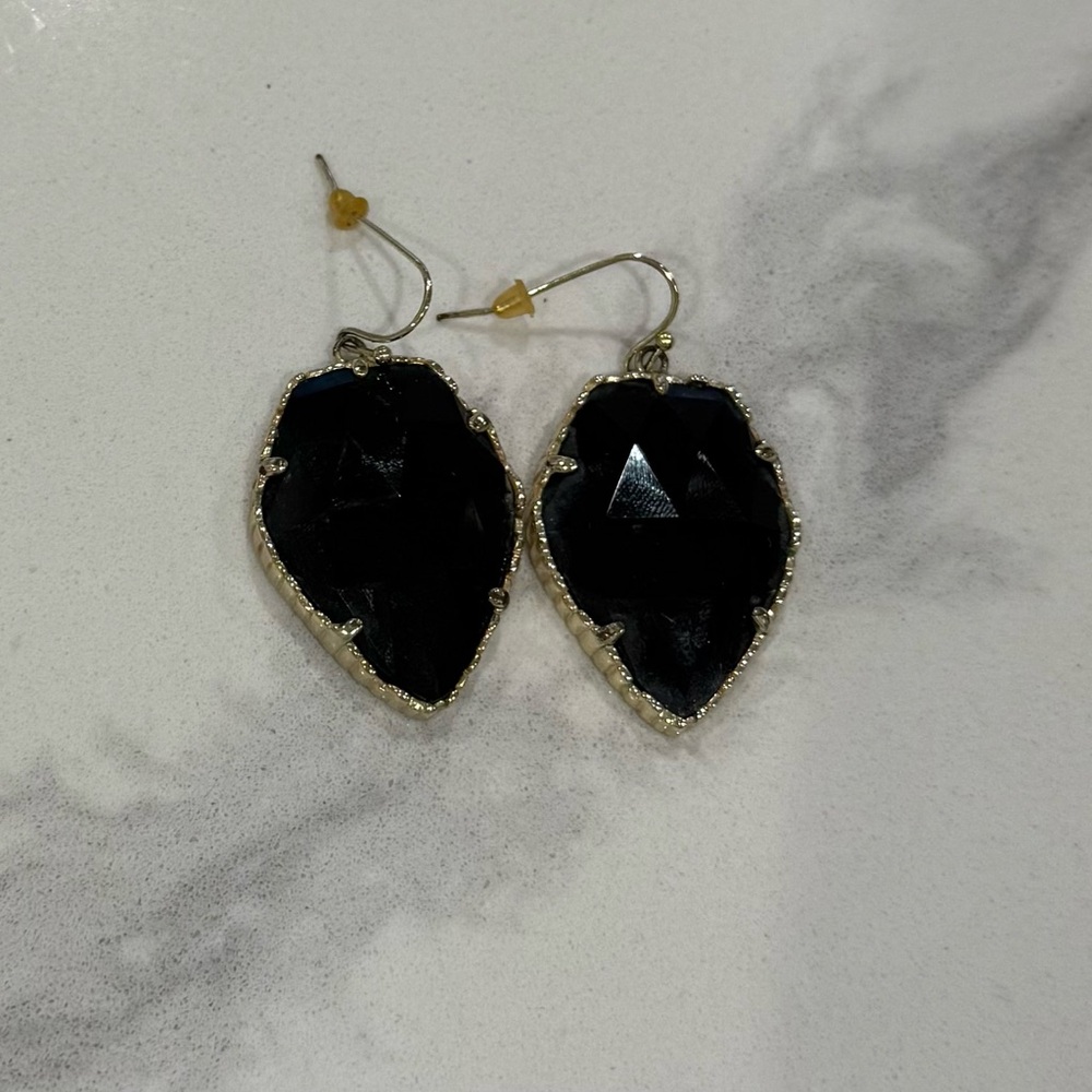 Kendra Scott Black and Gold Faceted Earrings